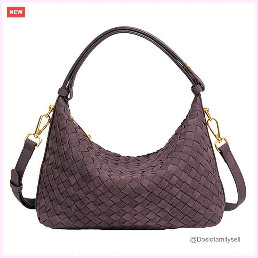 Faux Suede Woven Tote Bag Shoulder Purse Crossbody Handbag Hobo Satchel